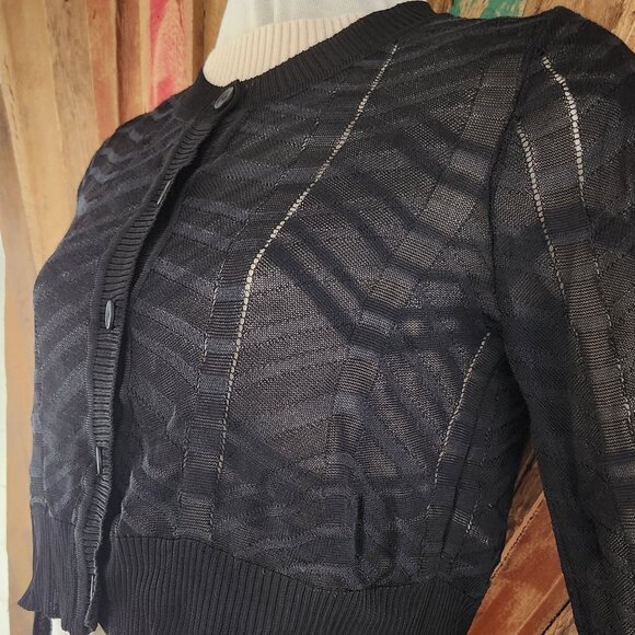 Missoni Sweaters - Vintage Missoni knit wool/cotton/viscose  black cropped sweater/cardigan Sz XS-S